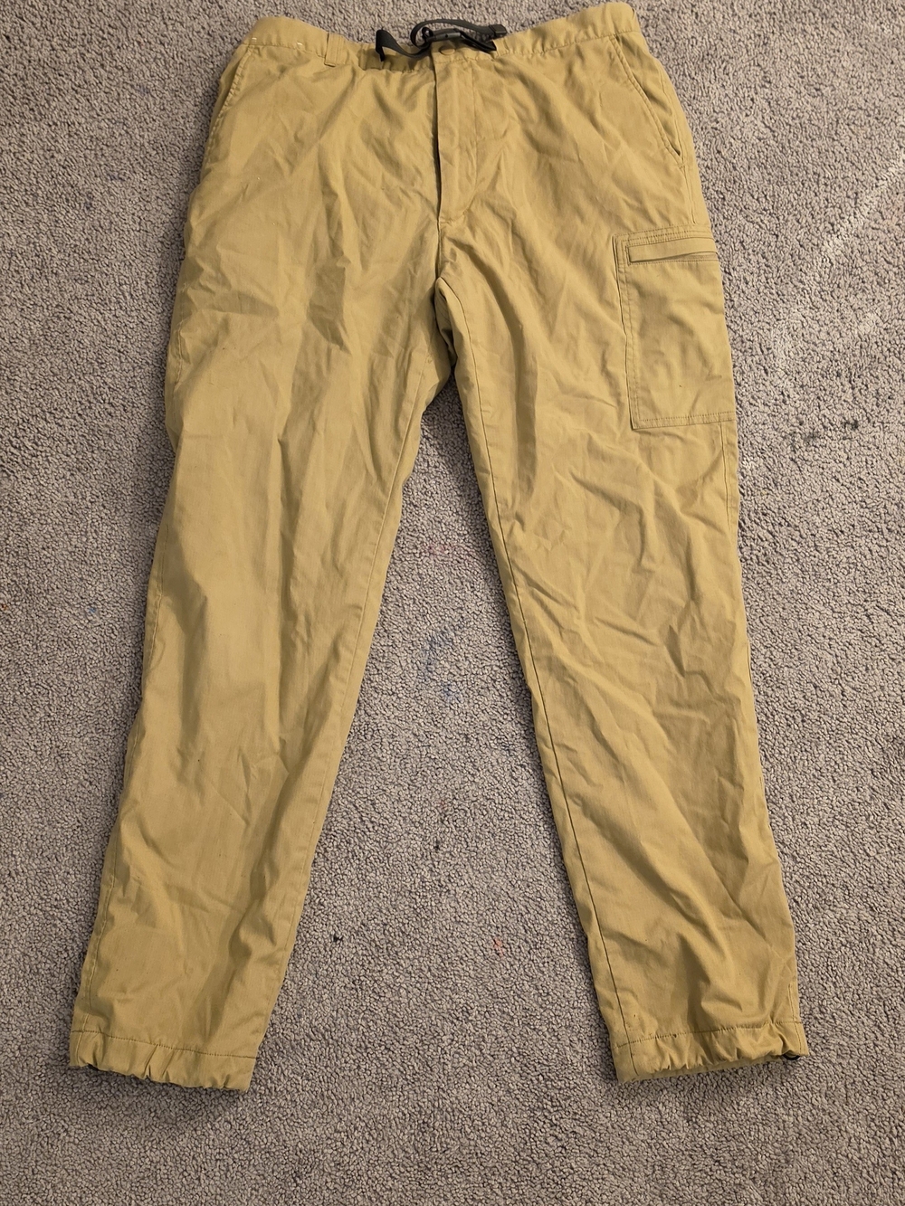 Men's Casual Drawstring Cargo Pants in Mustard
